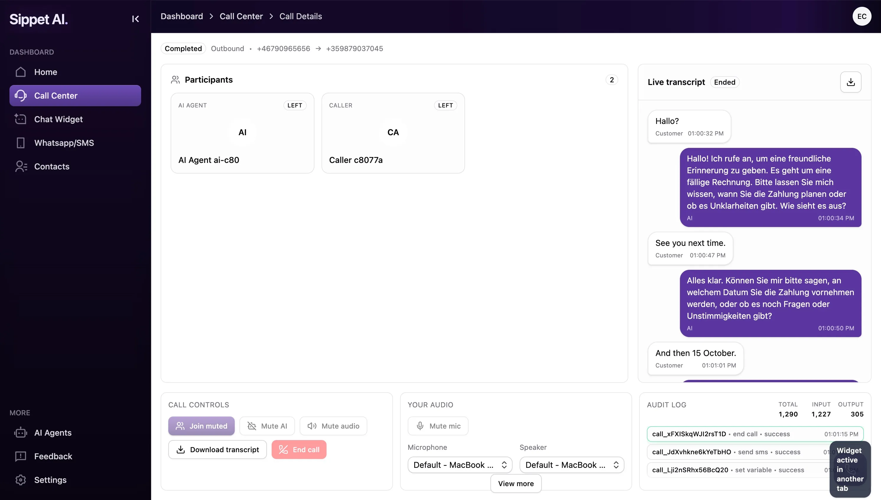Realtime console dashboard